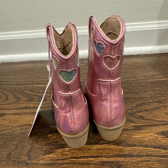 Lola + The Boys PINK IRIDESCENT HEART COWGIRL BOOTS size 22 6c toddler shoe - Picture 4 of 10